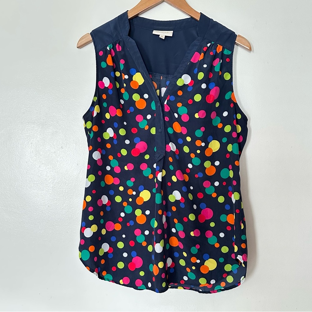 ModCloth Sleeveless Multicolor Polka Dot Blouse Size Medium Bold Artsy Colorful